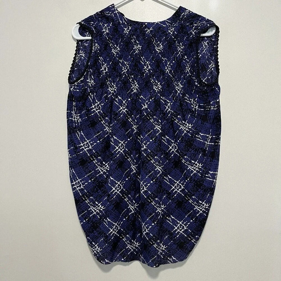 Ulla Johnson Silk Flowy V Neck Smocked Blue Patterned Tank Blouse Size 6 - Picture 4 of 7